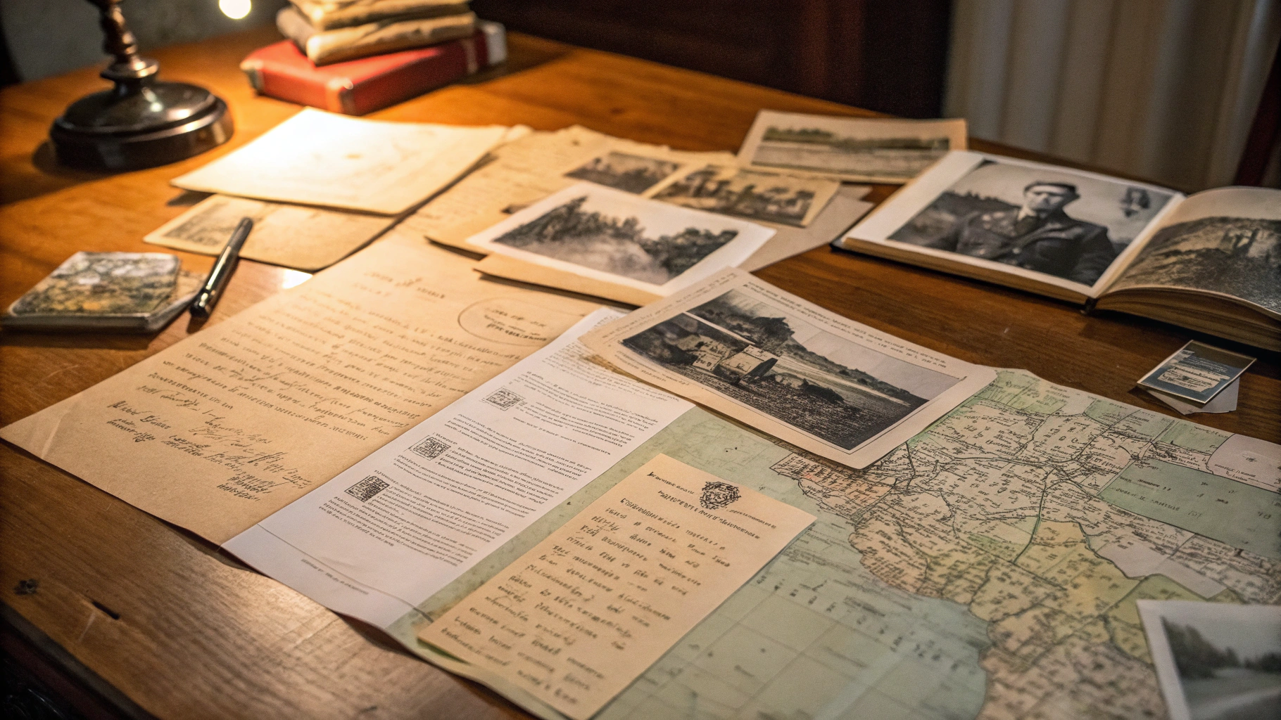 A collection of historical documents and political manuscripts arranged in a stark, archival layout