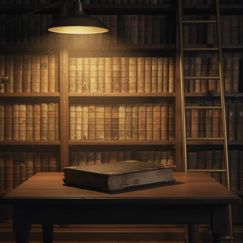 Library shelf with political texts